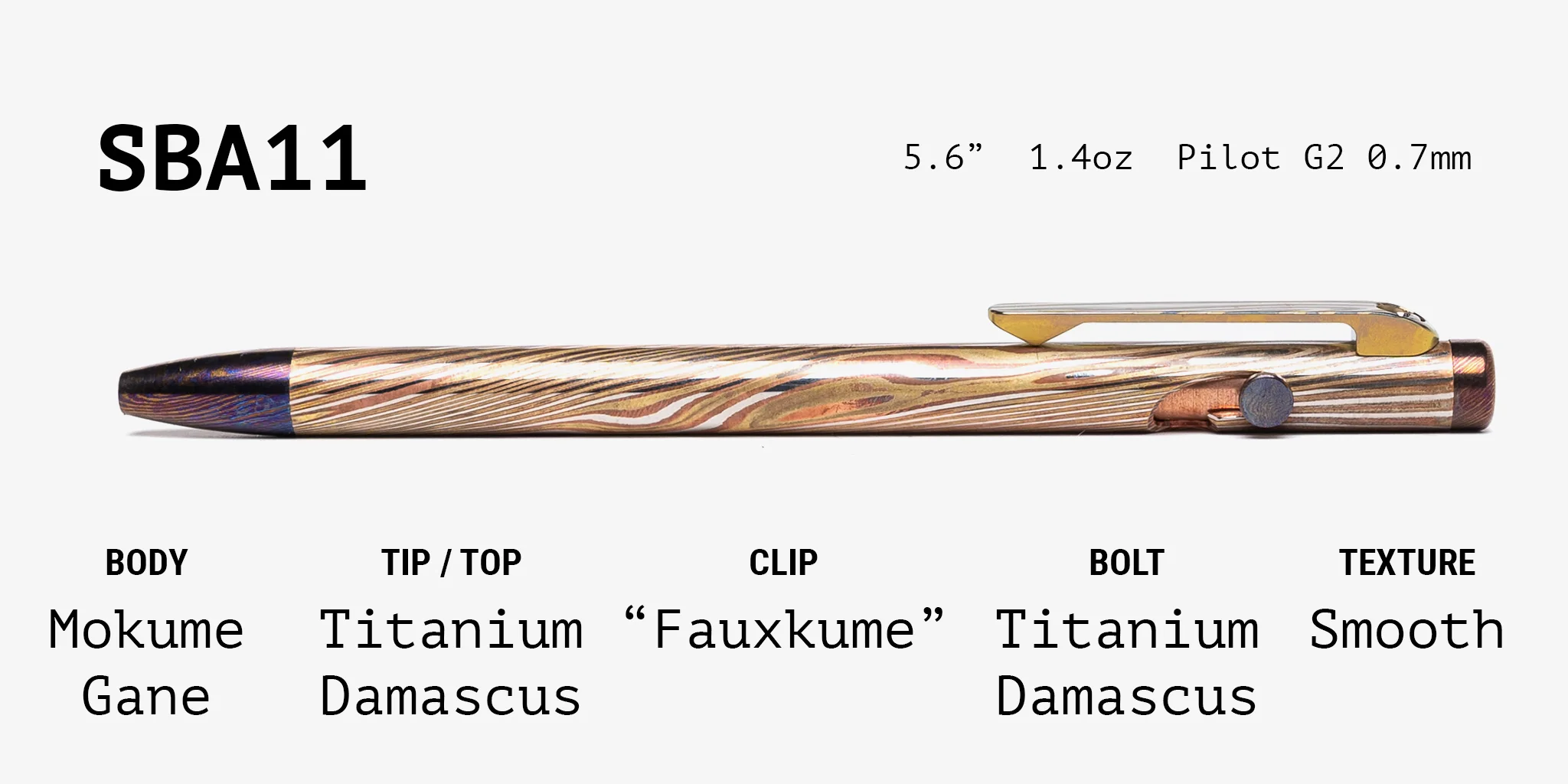Full Mokume Gane Slim Bolt Action Pen - Image 11