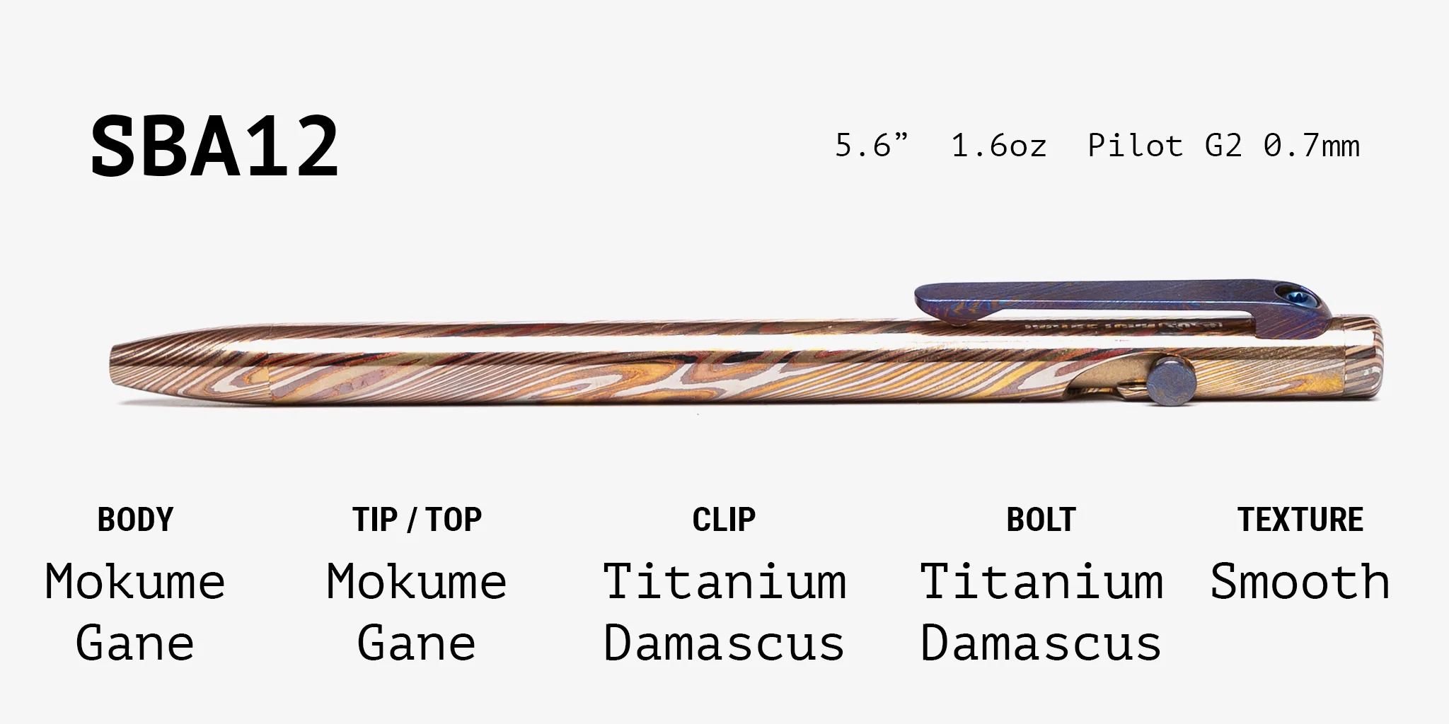 Full Mokume Gane Slim Bolt Action Pen - Image 12