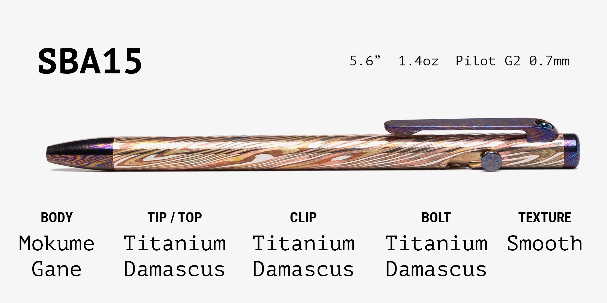 Full Mokume Gane Slim Bolt Action Pen - Image 15