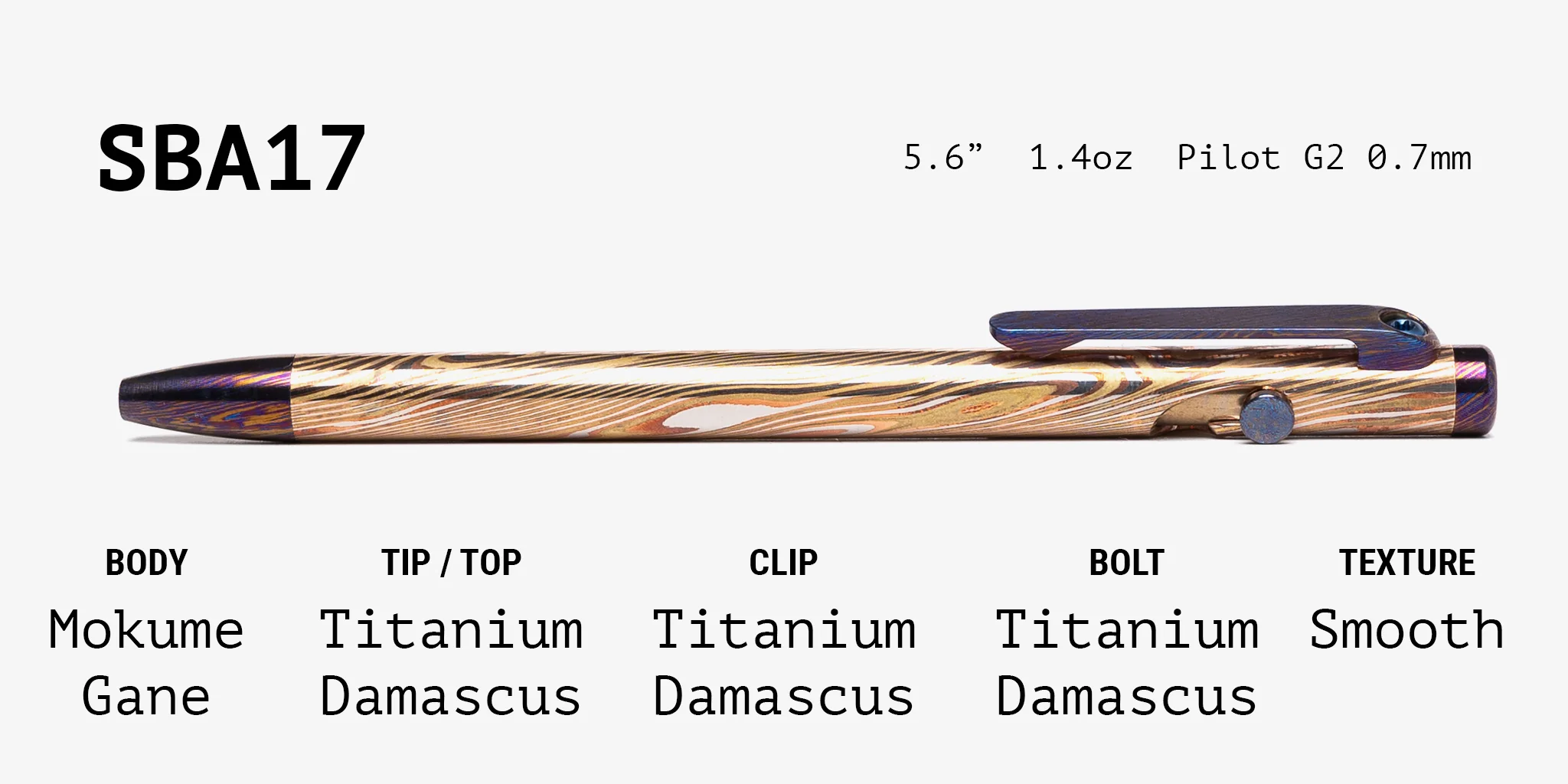 Full Mokume Gane Slim Bolt Action Pen - Image 17