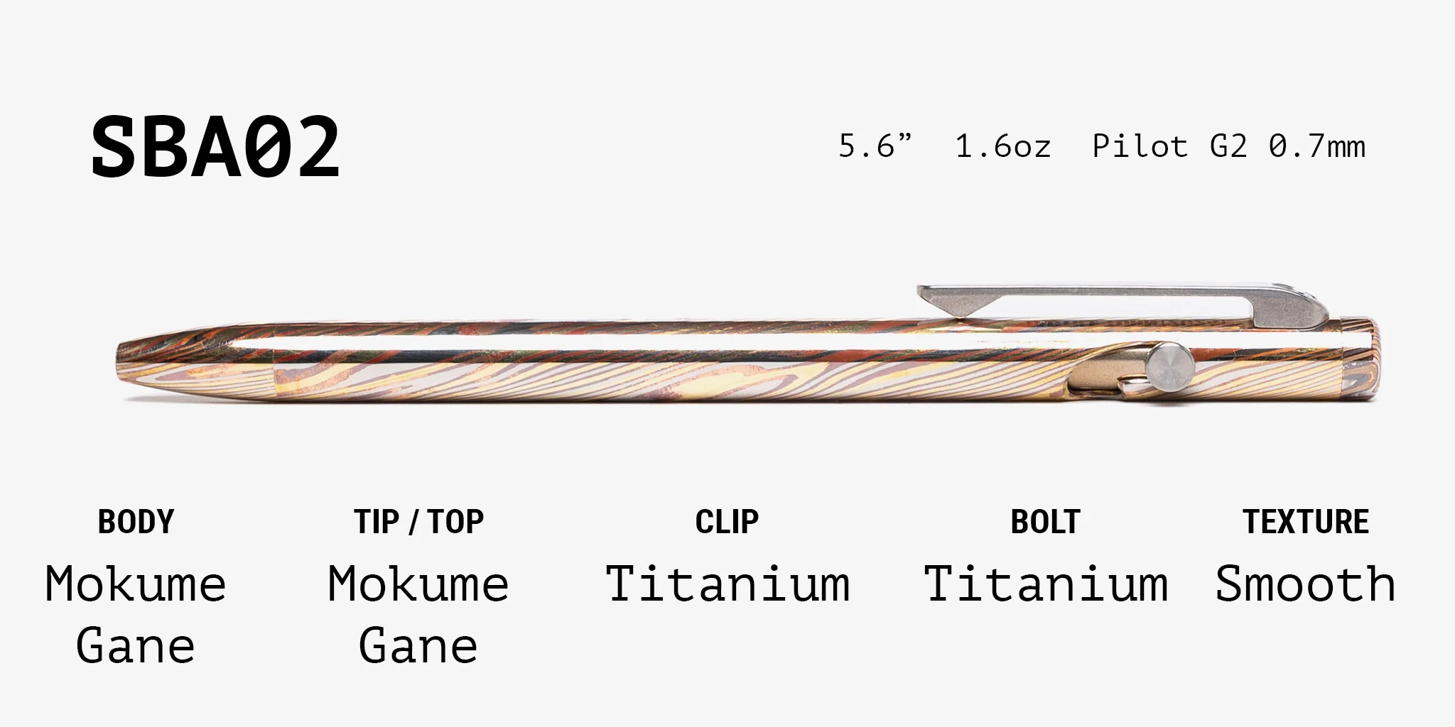 Full Mokume Gane Slim Bolt Action Pen - Image 2