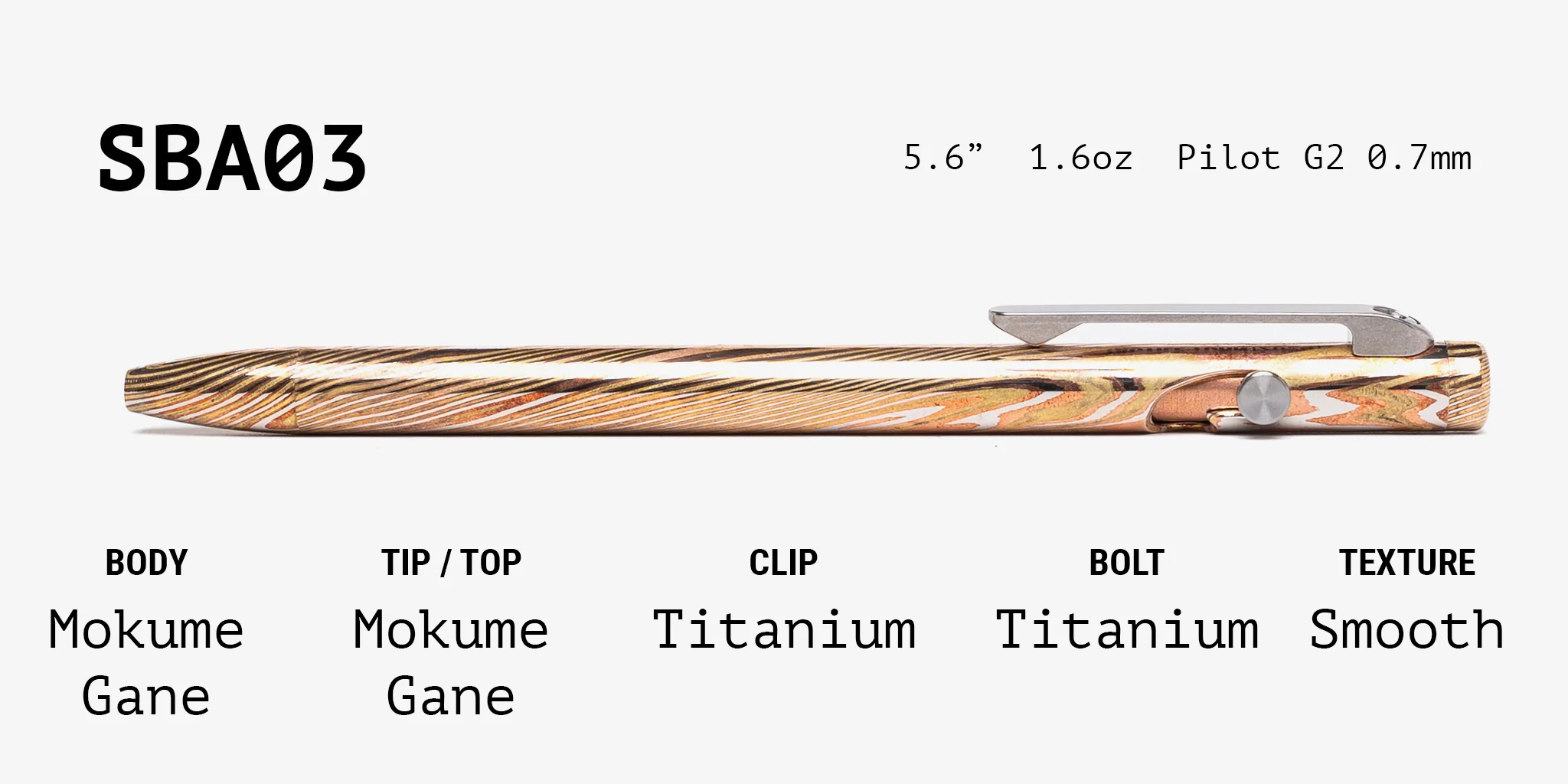 Full Mokume Gane Slim Bolt Action Pen - Image 3
