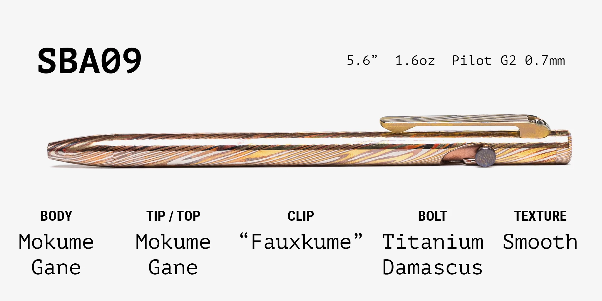 Full Mokume Gane Slim Bolt Action Pen - Image 9