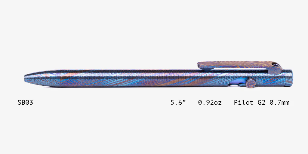 Full Titanium Damascus Slim Bolt Action Pens [Standard] - Image 3