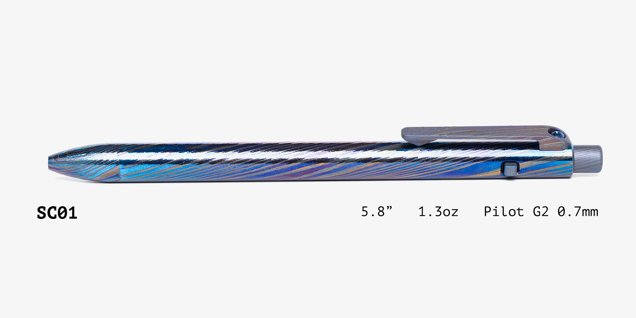 Full Zirconium Damascus Side Click Pen