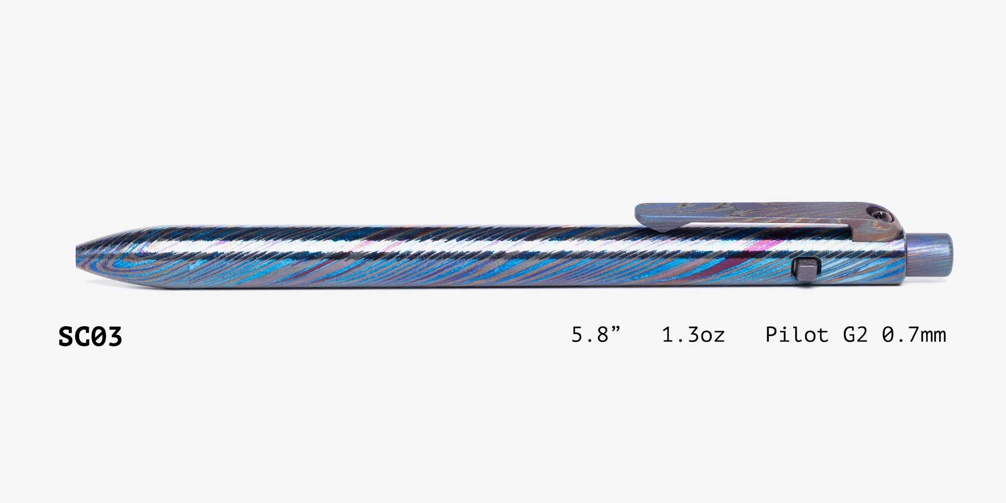 Full Zirconium Damascus Side Click Pen - Image 4